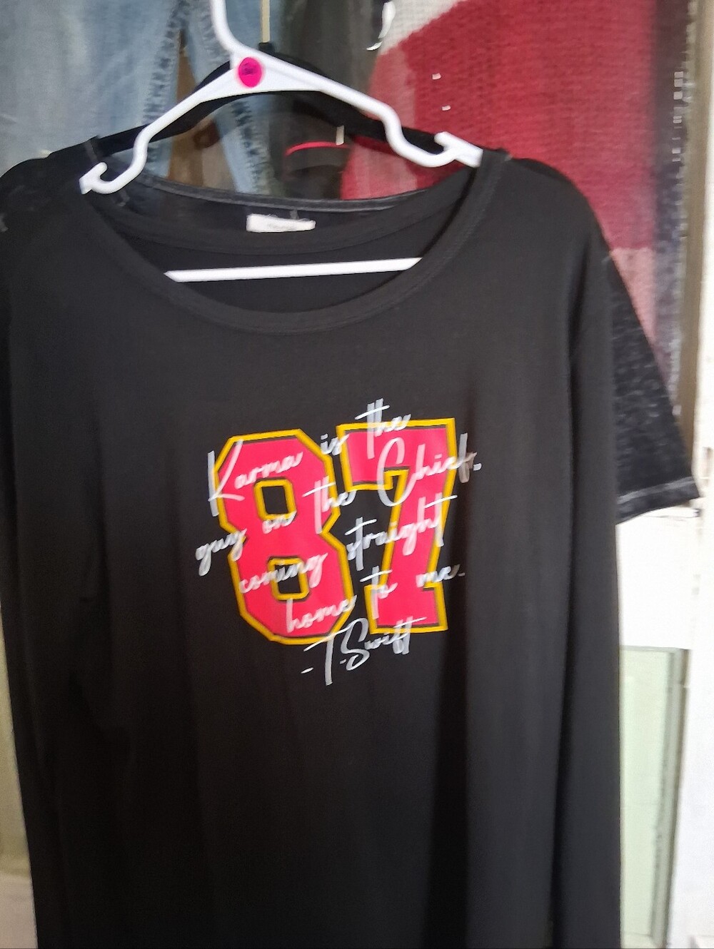 Black Mens' Graphic Tee with Red & Yellow '87' Print